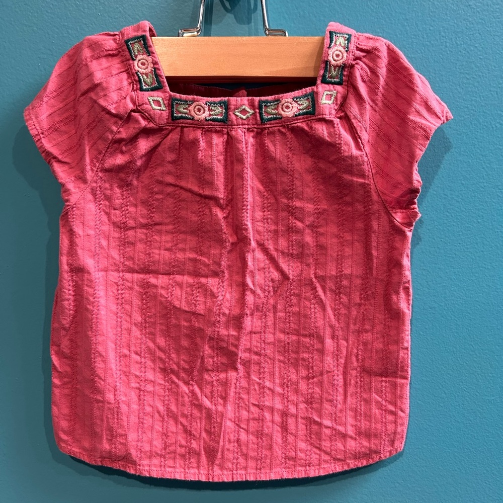 Rose Embroidered Pink Top Cottagecore Airy Spring